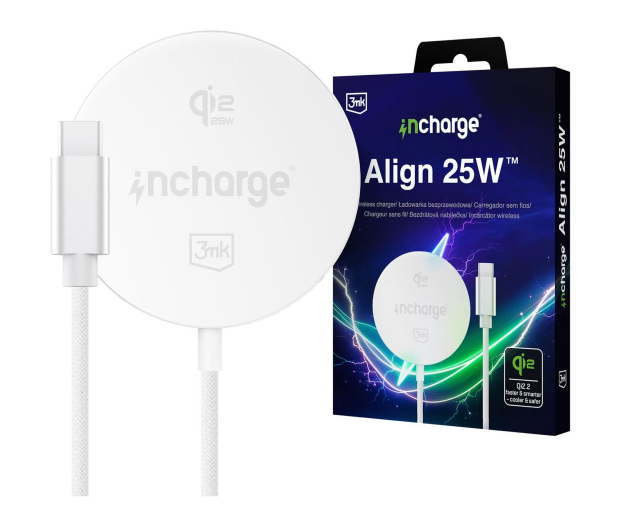 3mk incharge Align Qi2.,2 25W for Android White - 1507943 - zdjęcie